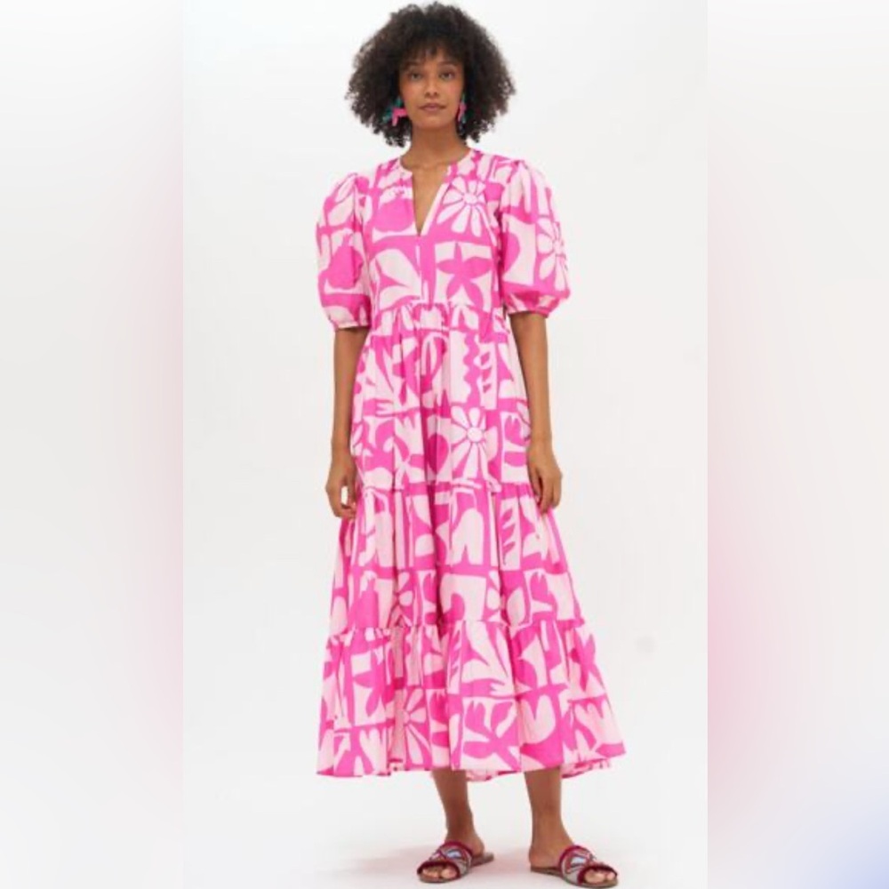 Oliphant Pink and White Floral Maxi Dress